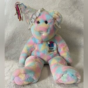 Ty 2003 Beanie Buddies 14" Bear Named Birthday Buddy Hat Pastel Colors